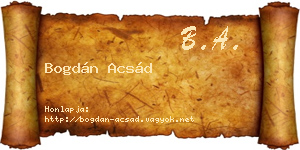 Bogdán Acsád névjegykártya